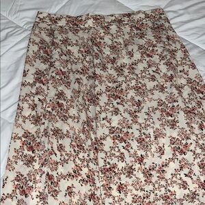Elegant Floral A-Line Skirt in Cream and Pink